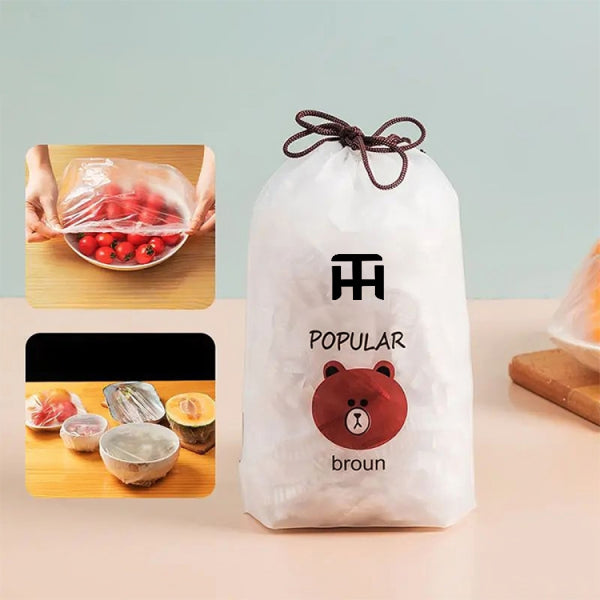 Combo Deal Disposable Food Cover Plastic Wrap 100 Pcs + 2 Pcs Dishwashing Rug | Reusable elastic food storage covers & Me