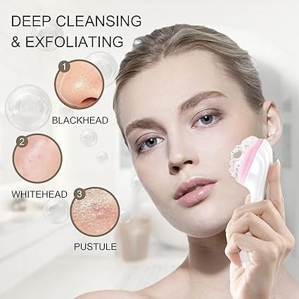 1 PCs Silicone Face Scrubber Exfoliating Brush, Manual Handheld Massager , Facial Cleansing and Blackhead Scrubber, Soft Bris