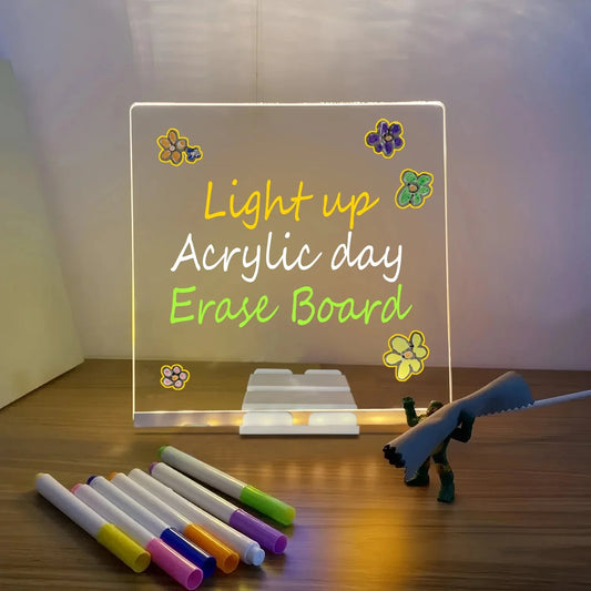Kids LED Light-Up Writing & Drawing Board (15×15cm) ✨🎨