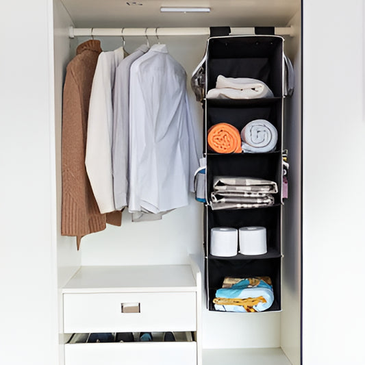 5 Shelf Clothes Hanging Organizers Pant Organizer Wardrobe Section Storage Closet Organiser (random color)