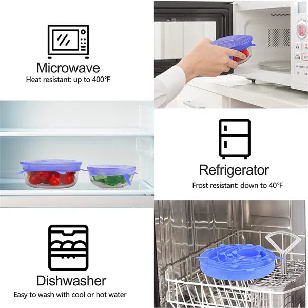 6pcs/set Silicone Lid Spill Stopper Universal Silicone Suction Lid-bowl Pan Silicone Cover Kitchen Pan Lids Cover Stopper Too