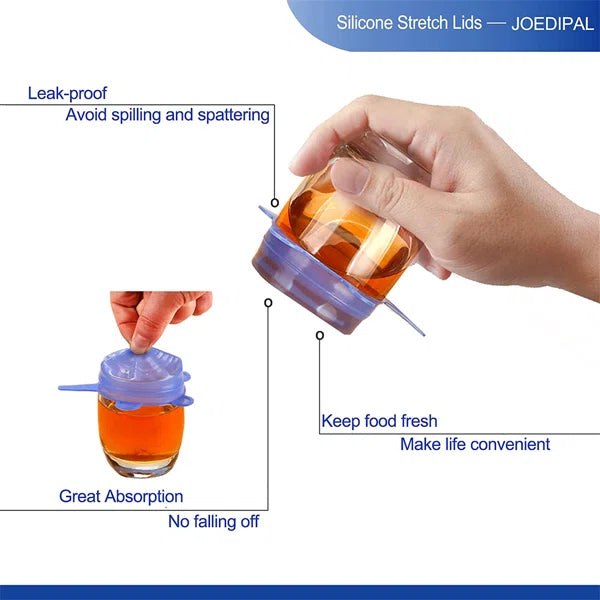 6pcs/set Silicone Lid Spill Stopper Universal Silicone Suction Lid-bowl Pan Silicone Cover Kitchen Pan Lids Cover Stopper Too