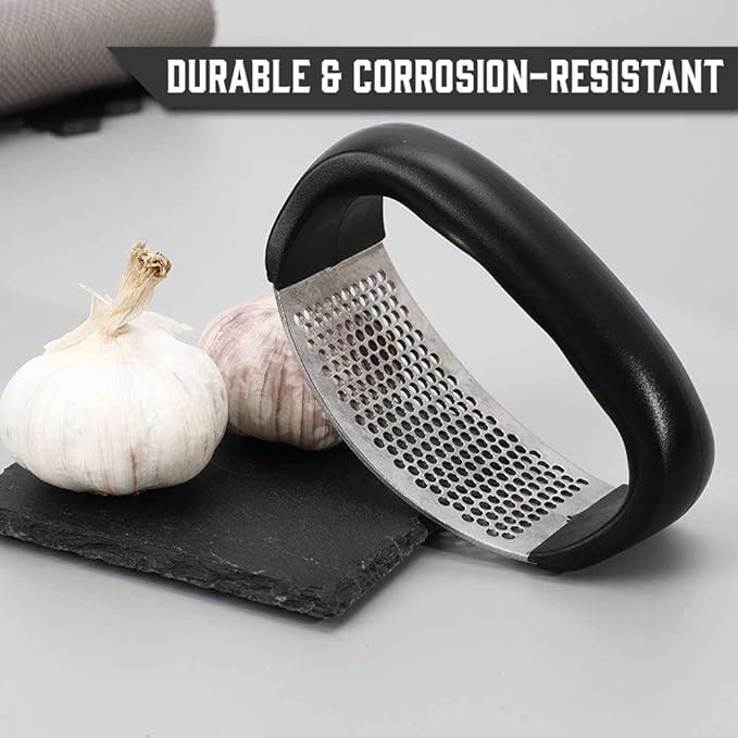 Garlic Press Rocker - Stainless Steel Garlic Press, Versatile Garlic Crusher, Easy to Use and Store Garlic Mincer – Effortles