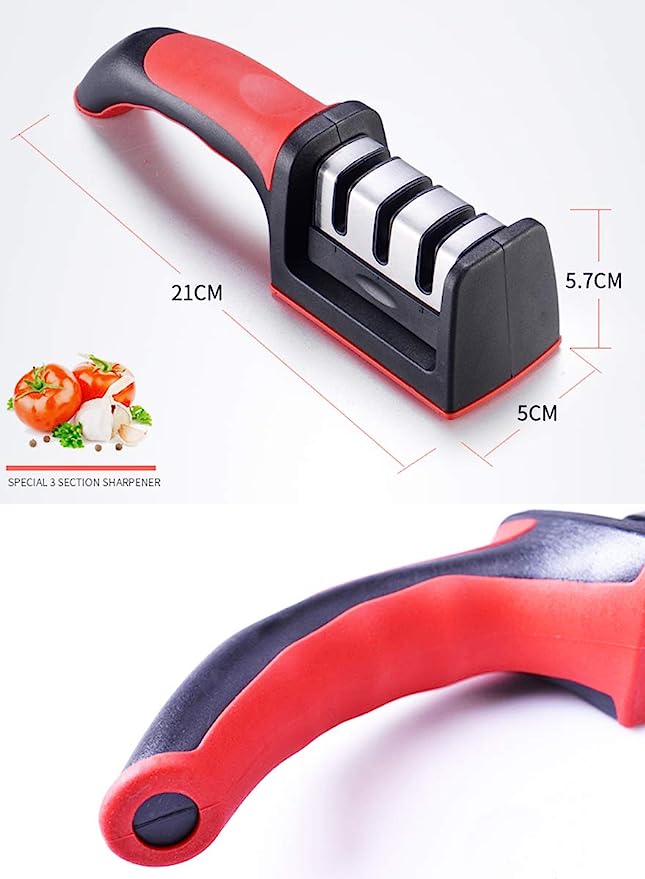 3-in-1 Knife Sharpener With Fruit And Meat Knife Peeler.3-Stage Diamond Coated Knife Sharpener,Kitchen Helper Three-piece Kni
