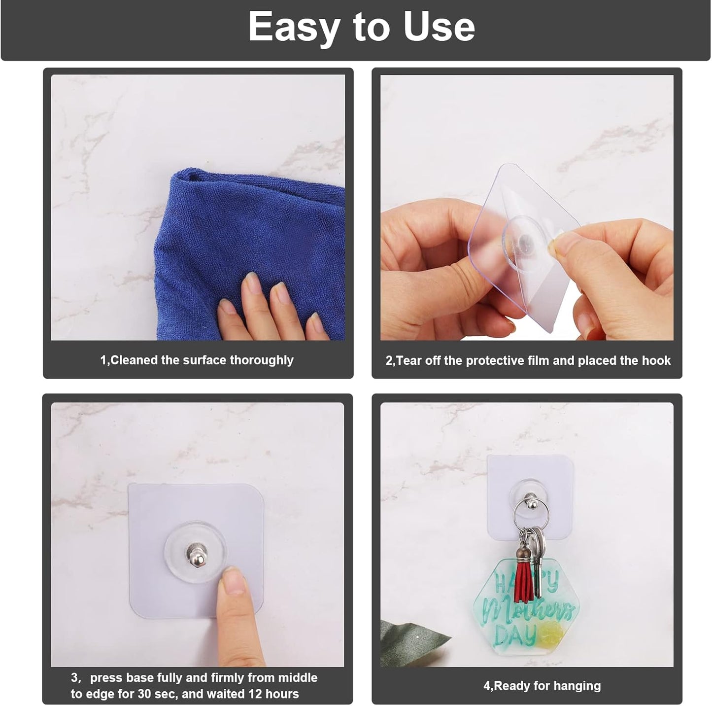 Self Adhesive Wall Screws Self Adhesive Hanging Nails Adhesive Screws Wall Mount Hooks - Pack of 2