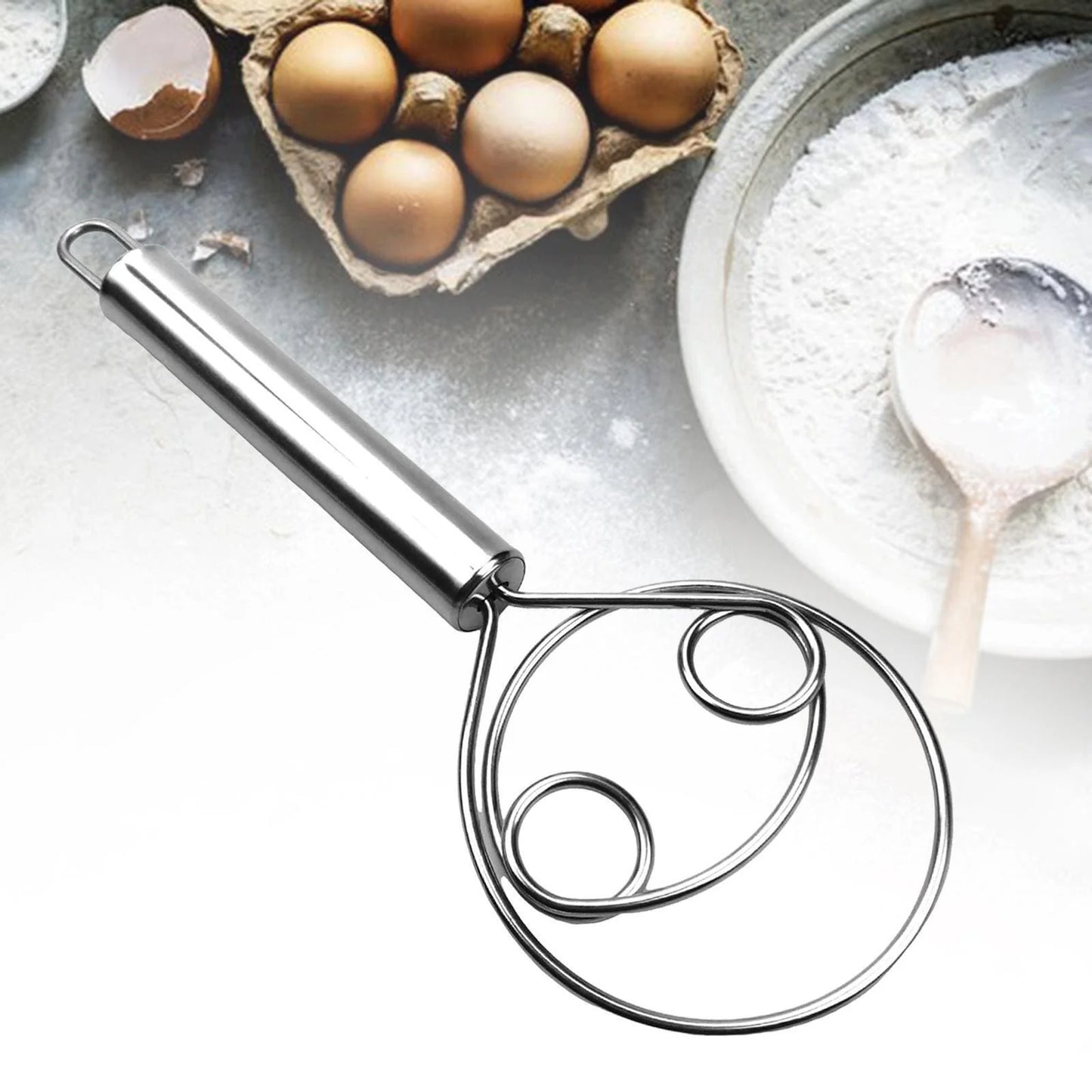 Manual Non Stick Steel Flour Cream Mixer Beater | Dough Whisk Mixer, Kitchen Baking Blender Tool