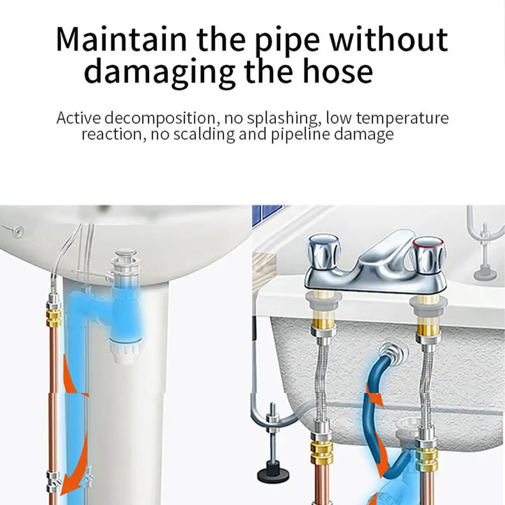 Multipurpose Drain Cleaner – Powerful Pipeline Dredging Agent for Kitchen Sink &amp; Bathroom | Odor Removal &amp; Clog Disso