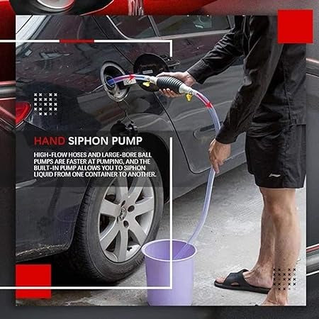 Multipurpose Liquid Transfer Pump | Portable Manual Oil, Water, Fuel Hand Transfer Pump - 5 ft (random color )