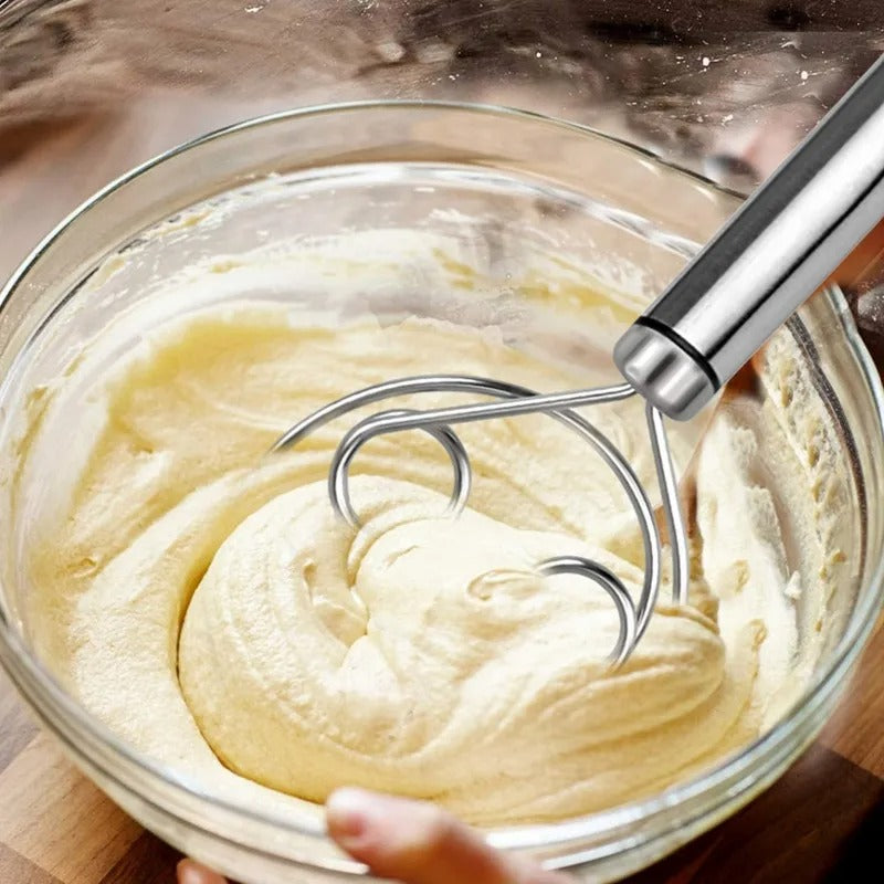 Manual Non Stick Steel Flour Cream Mixer Beater | Dough Whisk Mixer, Kitchen Baking Blender Tool