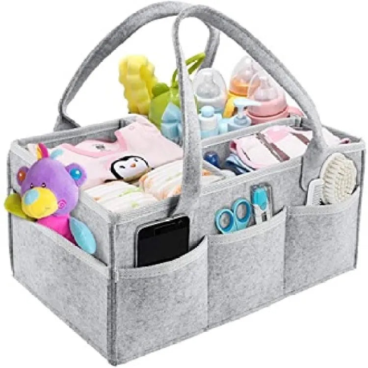 Foldable Baby Diaper Caddy Organizer - Portable Storage Basket - Essential Bag for Nursery, Changing Table and Car - Waterpro