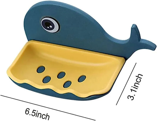 Fish Soap Stands for Bathroom Double Layers Plastic Adhesive Waterproof Wall Mounted Bar Soap Dish Holder Rack for Shower Wal