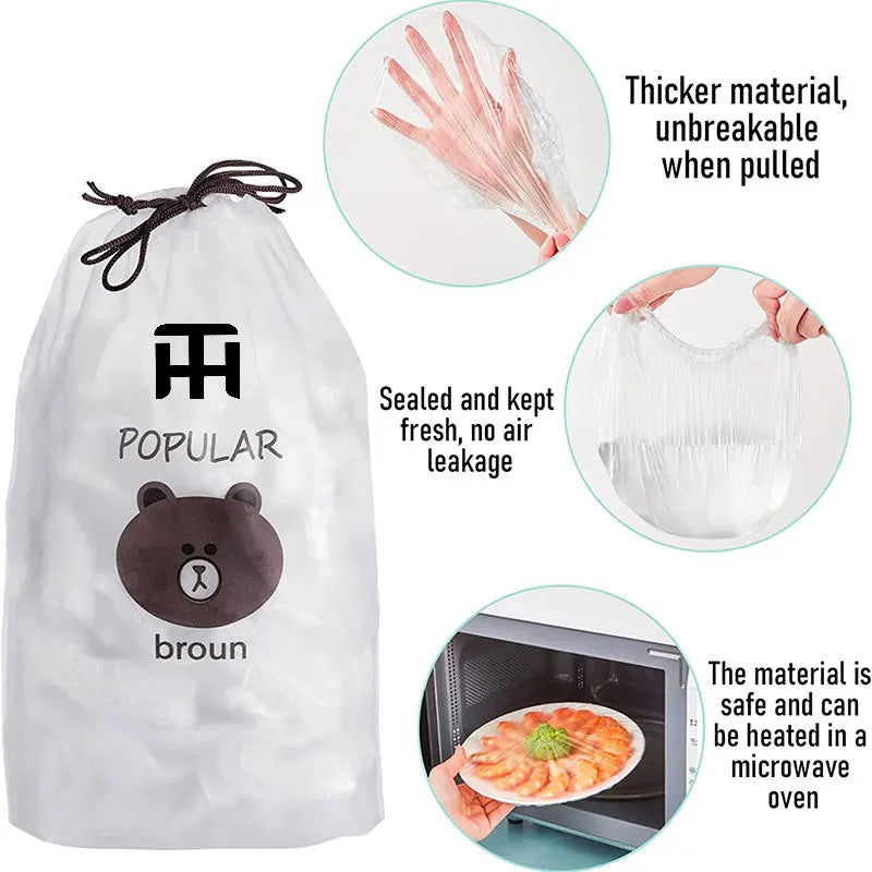 Combo Deal Disposable Food Cover Plastic Wrap 100 Pcs + 2 Pcs Dishwashing Rug | Reusable elastic food storage covers &amp; Me