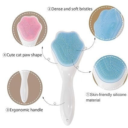 1 PCs Silicone Face Scrubber Exfoliating Brush, Manual Handheld Massager , Facial Cleansing and Blackhead Scrubber, Soft Bris