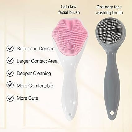 1 PCs Silicone Face Scrubber Exfoliating Brush, Manual Handheld Massager , Facial Cleansing and Blackhead Scrubber, Soft Bris